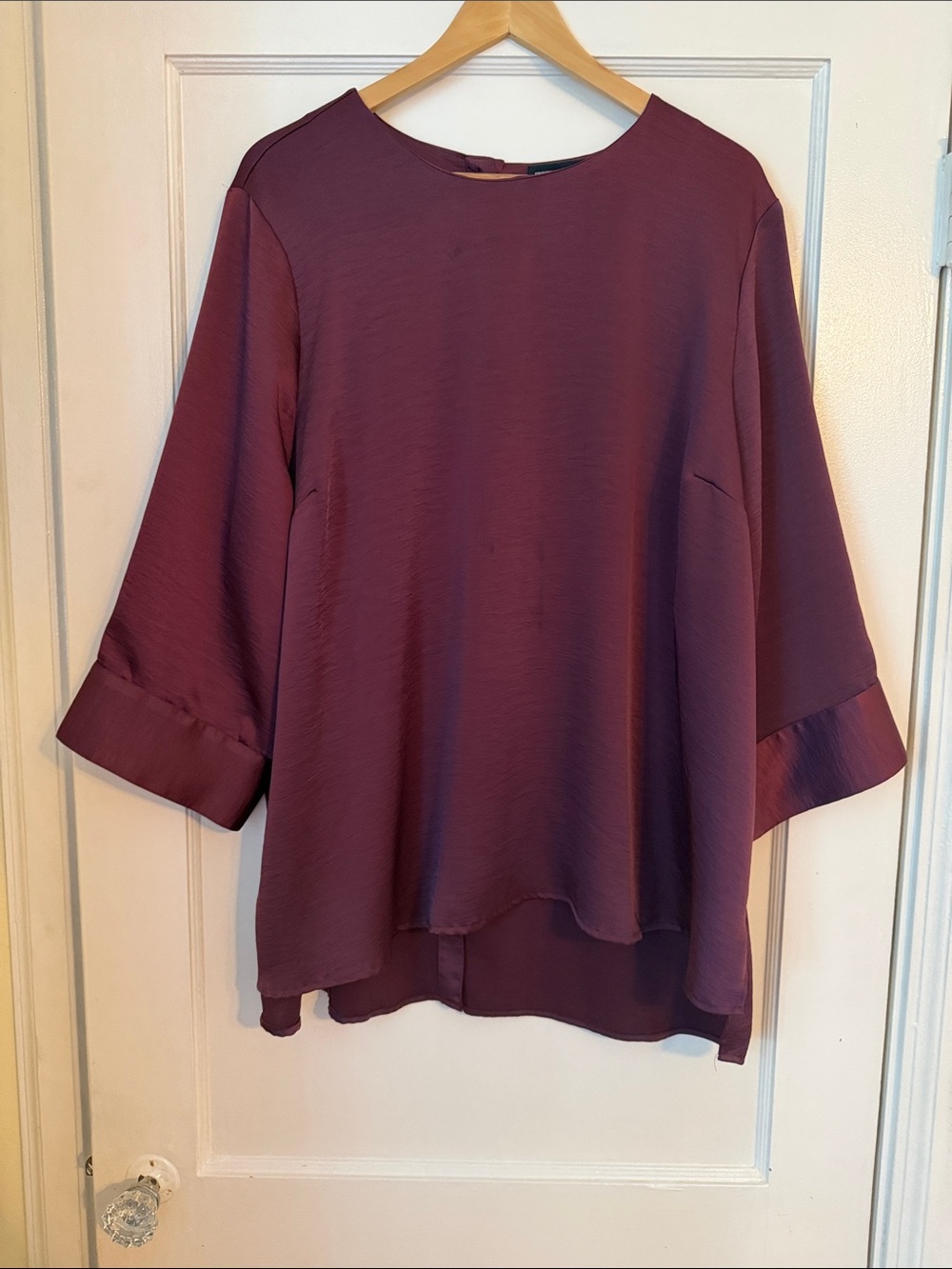 Universal Standard Plum Satin-Effect 3/4 Sleeve Blouse